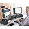 LORYERGO Dual Monitor Stand Riser – 3 Shelf Screen Laptop Stand with Storage Accessories Slots - Image 3