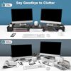 LORYERGO Dual Monitor Stand Riser – 3 Shelf Screen Laptop Stand with Storage Accessories Slots - Image 5