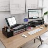 LORYERGO Dual Monitor Stand Riser – 3 Shelf Screen Laptop Stand with Storage Accessories Slots - Image 6