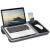 LapGear Home Office Lap Desk with Device Ledge, Mouse Pad, and Phone Holder – Silver Carbon – Fits Up to 15.6 Inch Laptops